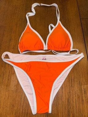 YMI Orange and White Triangle Bikini